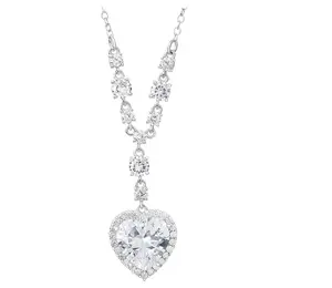 Believe by Brilliance- Women's Silver Plated Cubic Zirconia Heart Pendant Necklace, 18"