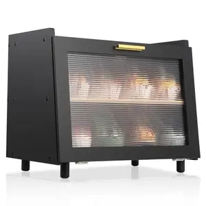 【GARVEE】Double Layer Large Bread Box, Bamboo Bread Box for Kitchen Counter, Bread Containerr, Bamboo Bread Storage Container with Acrylic Clear Door, Black