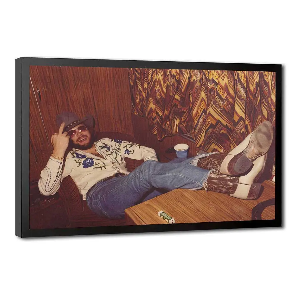 Hank Williams Middle Finger Vintage Outlaw Country Art Print Poster, 1970s Minimalist Wall Art, Cool Room Decor, The Highwaymen Country Music Retro Black And White Home Decor