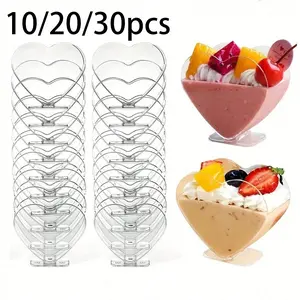 Transparent Plastic Dessert Cups, Mini Transparent Plastic Dessert Cups, Heart Shaped Bowls, Perfect for Parties, Holidays, Gift Ready, Kitchenware