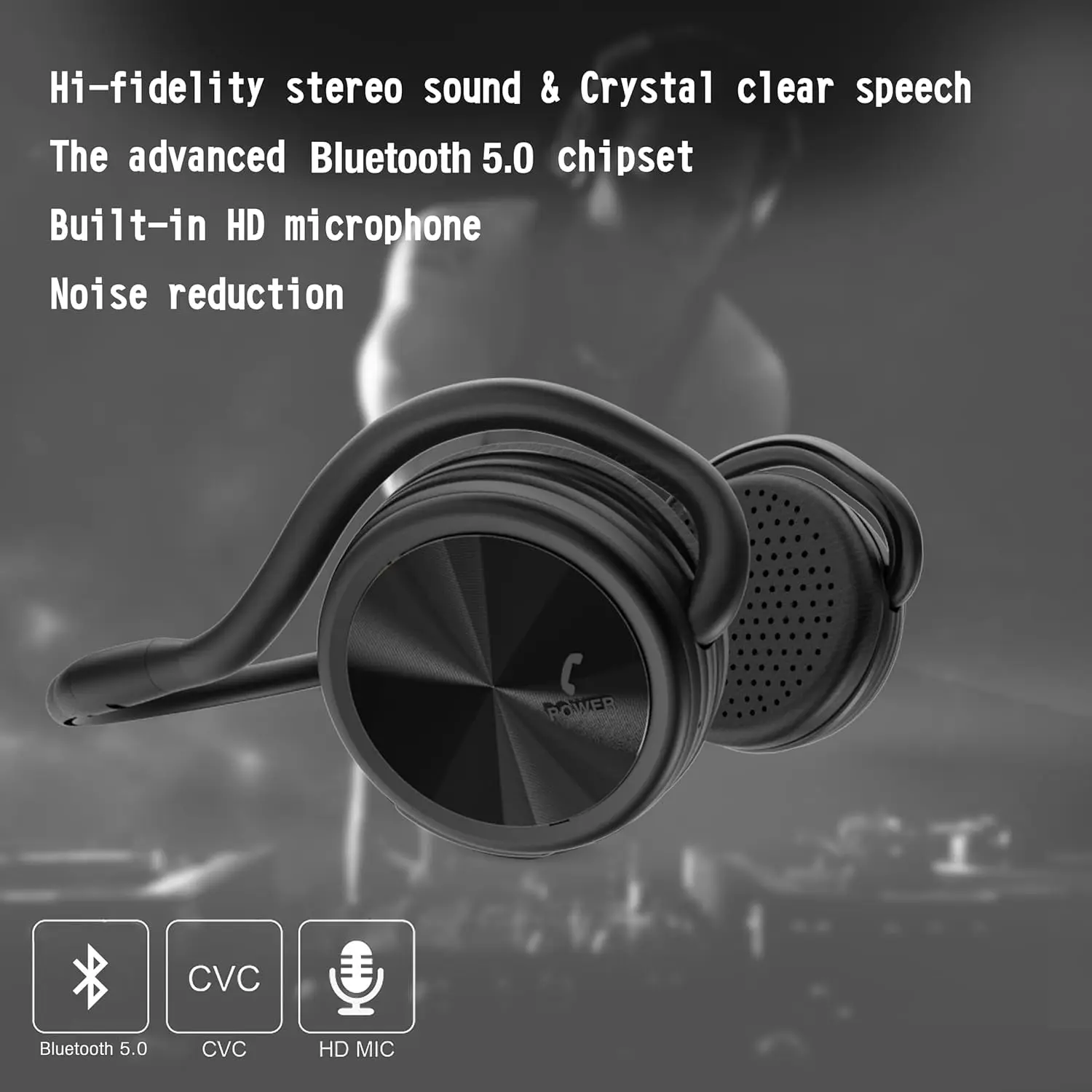 design black workout headphones  bluetooth