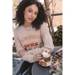 Pumpkin Spice Knit Sweater - Oatmeal