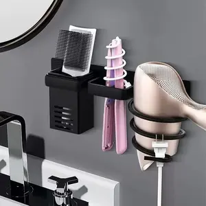 Bathroom Wall-Mounted Hair Dryer Holder, Hair Tool Storage Rack, Bathroom Organizer, Wall-Mount Design, Perfect Home Hair Care Solution