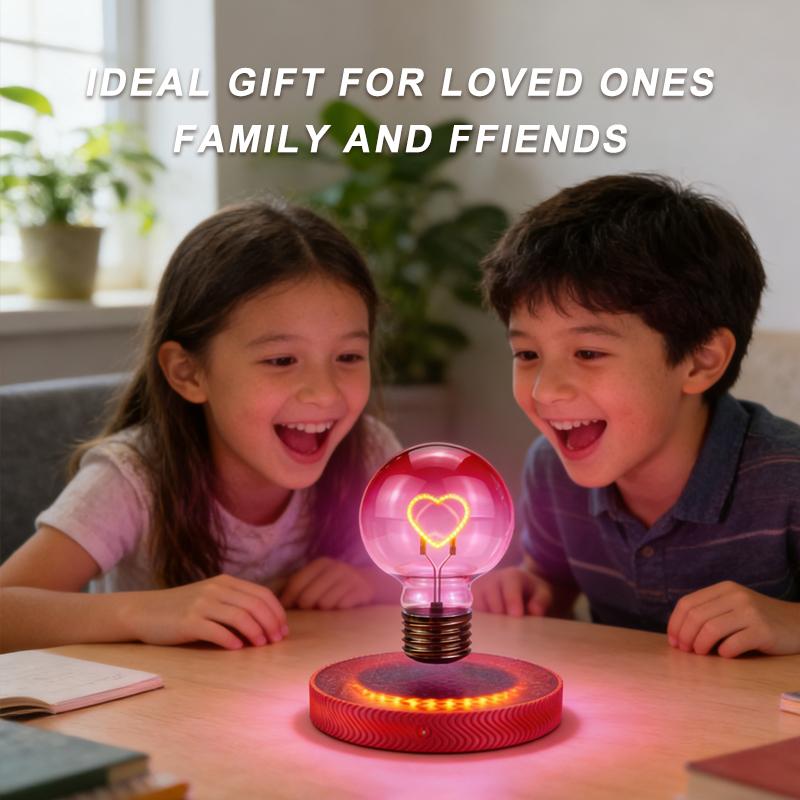 Magnetic Levitating Heart Light Bulb - Floating LED Love Night Light, Spins Freely in Air, Cool Tech Gadget for Home Office Desk Decor, Bedroom Unique Lamp, Romantic Gift for Women, Kids, Valentine's Day, Birthday