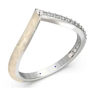 Vida Lab Diamonds Ceramic Chic Golden "V" Ring,Sterling