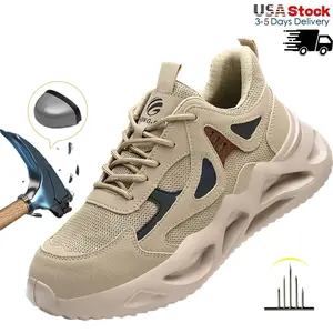Work Safety Shoes For Men Breathable Work Sneakers Steel Toe Shoes Anti-puncture Safety Protective Shoes Men Indestructible Shoes Slip-resistant shoes work hiking boots sneakers