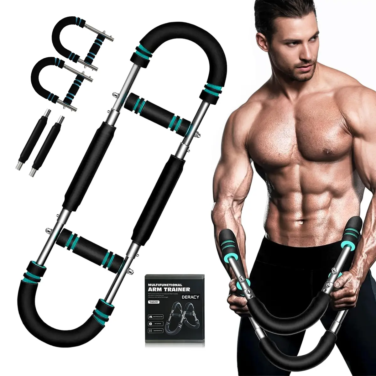 RELIFE Rotating Arm Workout Equipment - Unisex Metal Alloy Steel Home Functional Fitness Gear, 60-110 lbs Adjustable Resistance, PU Leather Cover, Training Tips, Adjustable Forearm Strengthener for Office & Full Body Muscle Training