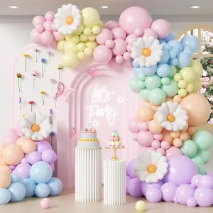 136Pc Pastel Floral Balloon Garland Kit Purple Pink Nude Daisy Theme Baby Shower Birthday Decor Set
