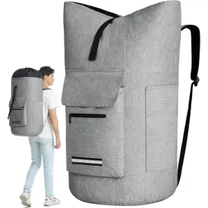 Laundry Backpack Bag, 115L  Laundry Bag with Straps, Heavy Duty Laundry Backpack with 4 Pockets, Sturdy College Backpack Laundry Bags, XL Laundromat Bags for College Dorm Room, Apartment