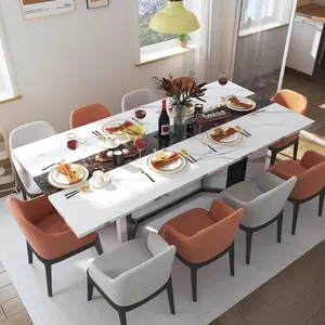 71 Inch Dining Table for 6 People,Modern White Rectangular Kitchen Table W/Waterproof Wood Tabletop,Farmhouse Long Dining Room Tables W/Adjustable Legs&Metal Frame for Kitchen Living Room