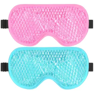 Migraine Relief Gel Cap 2 Piece 360 Degree Hot/Cold Compression Head Coverage Sleep Mask 2 Pack Gel Eye Masks for Cooling Puffy Eyes - Men & Women, Cold & Warm Sleep Compress for Puffiness, Allergies, Sinuses & Migraines