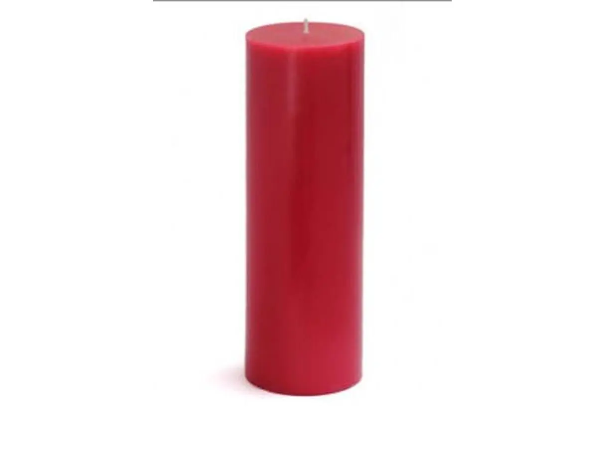 CPZ-098-12 Red Solid Colored Wax Pillar Candles - Handpoured, Smokeless, Dripless, Clean Burn, Household Candle - Bulk 12pcs-Box, 3x9 in - Ideal for Weddings, Wedding Centerpieces
