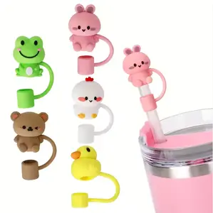 5Pcs Reusable Straw Lid Assorted Covers for Tumbler/Stanley Cup 10mm - Animal/Cloud/Flower - Drinkware, Mug