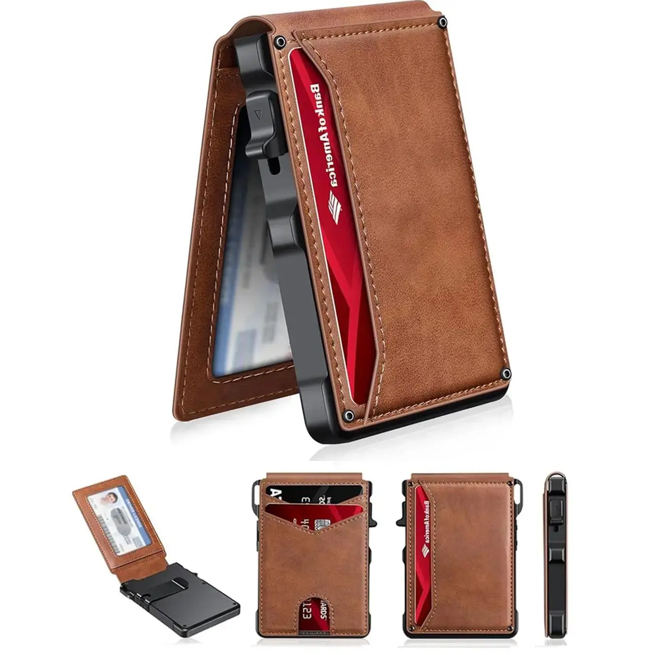Summer Wins RFID Blocking Wallet for Men, Slim Aluminum Pop-Up Wallet with Money Clip and ID Window, Minimalist Bifold Card Holder Holds 9-13 Cards