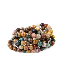 Lovskaya Ocean Jasper Natural Crystal Bead Bracelet - Elegant Unisex Fashion Jewelry for Various Occasions