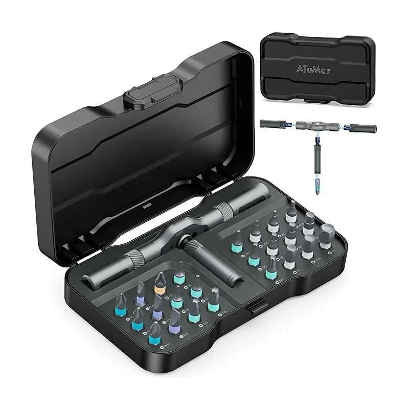SEESE 24 in 1 Magnetic Screwdriver Set,DIY Ratchet Screwdriver Set,Detachable Assembly T Handle,Portable Precision Repair Tool Kit for PC, Bicycle, Furniture