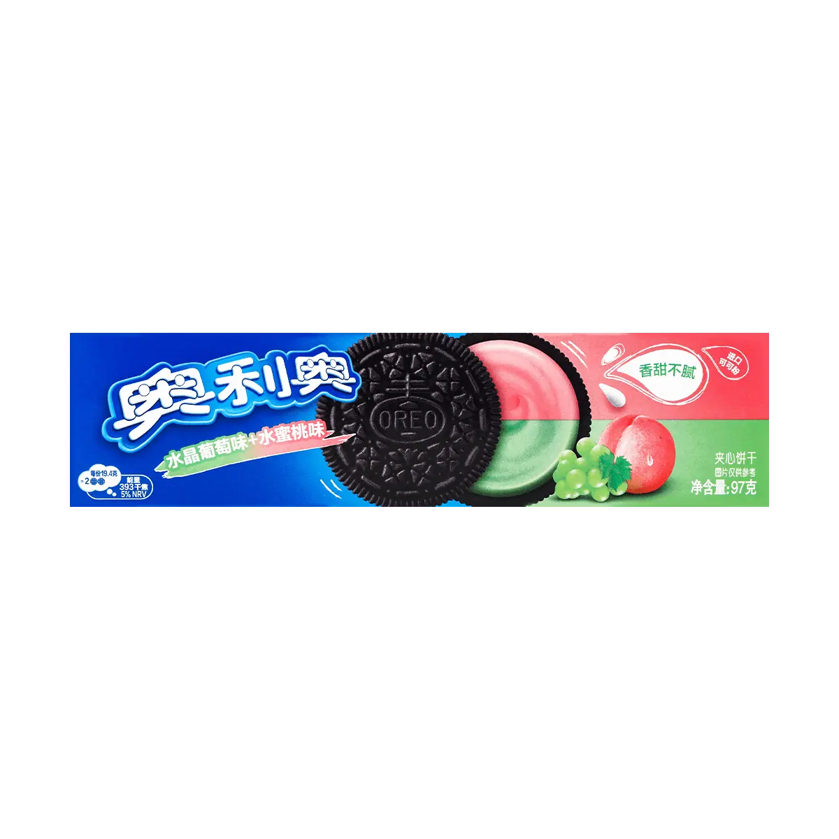 OREO China Edition Sandwich Cookies - Crystal Grape & Peach Flavor Duo - 97g x 3 Pack - Limited Edition Snack