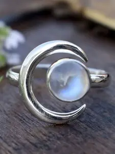 1 PC Simple Moon Ring For Women Beautiful Rings Bridal Rings For Wedding Engagement Party Jewelry Valentine's Day Gift Casual Trendy Jewelry