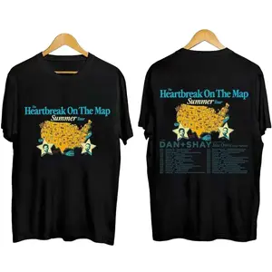 Dan And Shay Tour Heartbreak On The Map 2024 Shirt, Dan + Shay Band Shirt, Dan + Shay 2024 Summer Tour Shirt, Heartbreak On The Map Tour Tee