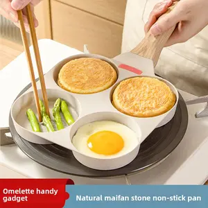 Premium Maifan Stone Egg Burger Maker, Small Flat-Bottomed Household Four-Hole Non-Stick Pan, Egg Frying Tool, Pancake Breakfast Pan