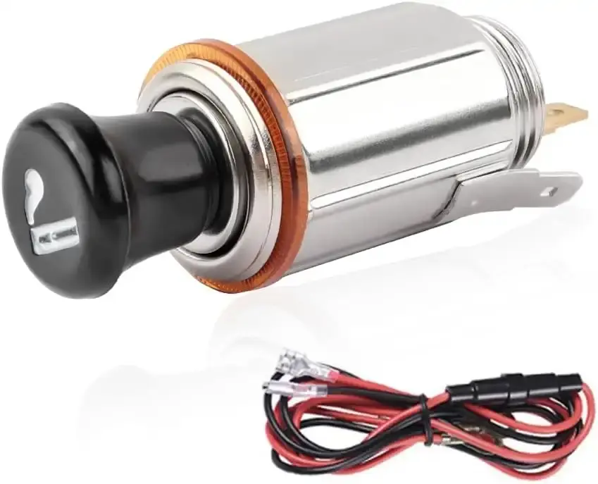 Car Cigarette Lighter with Cigarette Lighter Heater & 24" Cable,12V Cigarette Lighter Socket Build in 10A Fuse,Universal Car Accessories Cigarette Lighter Plug for Car SUV Marine