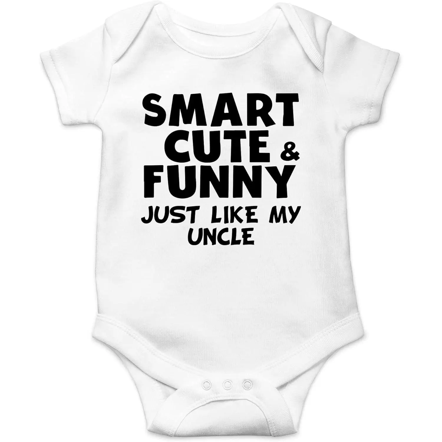 Smart, Cute and Funny Just Like My Uncle - Baby Clothes - Funny Newborn Bodysuit Outfits for Boys and Girls Adorable Buttons