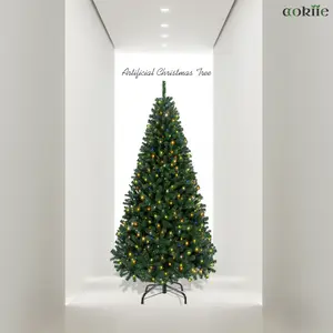 AOKIIE 6.5ft/7.5ft Pre-Lit Artificial Christmas Tree, Realistic Spruce with 250/550 Multicolor LED Lights & 11 Lighting Modes, Full Lush Shape with 796/1346 Branch Tips, Easy Assembly Hinged Design, Sturdy Metal Stand for Holiday Home Décor