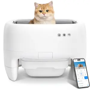 Warcat Open Top Self Cleaning Cat Litter Box, Smart App Control with Safety Sensors, Automatic for Multi-Cat Households, Large Capacity Odor Control