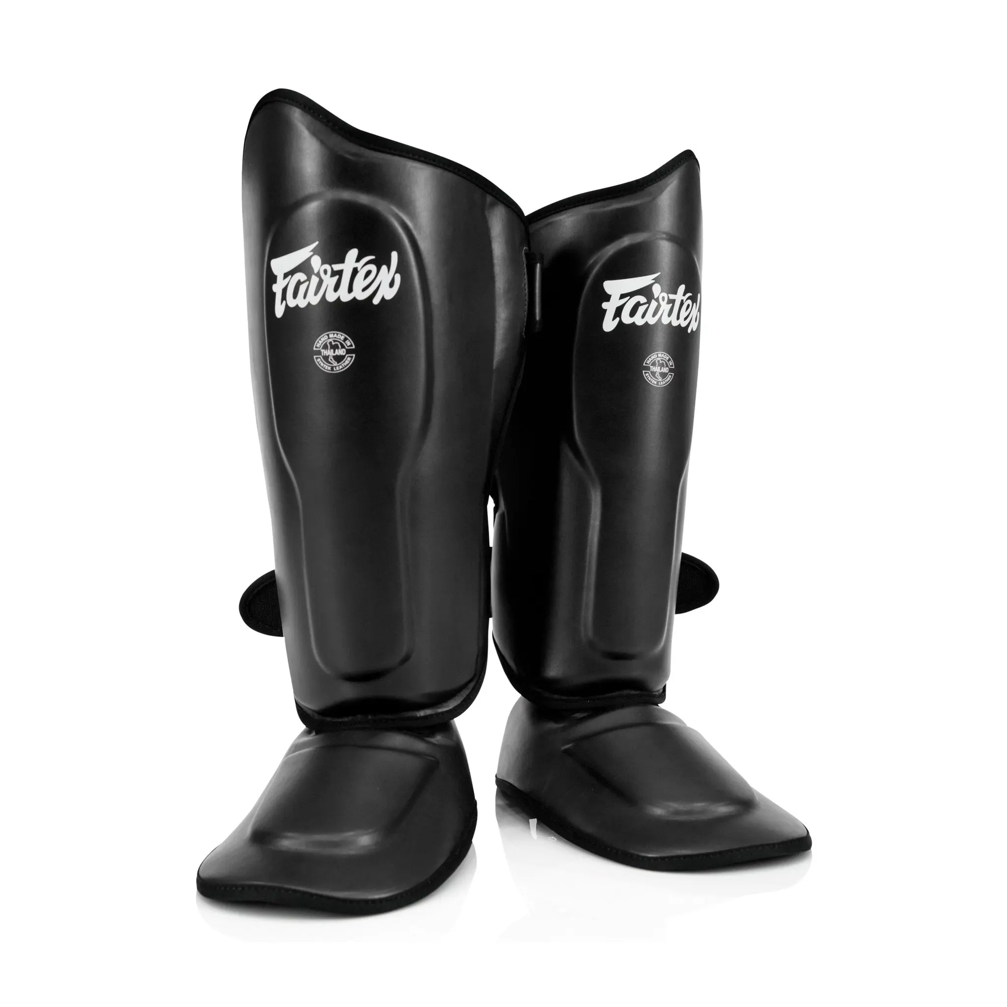 Fairtex SP9 Ultra Ergo Syntek Leather Shin Guards for Muay Thai & Kickboxing with Multi-Layer Foam, Open System & Adjustable Strap, Boxing Equipment