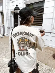 Breakfast Club Aesthetic Bohemian Retro Vintage 2 Sides, Retro Graphic Tee, Casual tee For Summer
