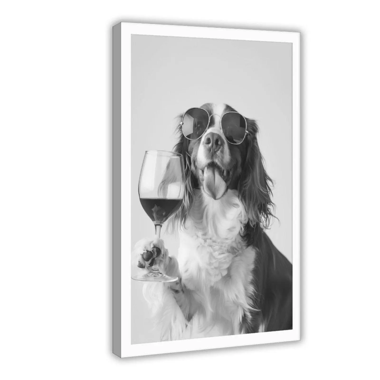 High-Quality Brittany Spaniel & Wine Bar Canvas Print - Artistic Rustic Animal Wall Art, Decorative Multi-Size Farmhouse Home Decor, Bedroom Room Decor Gift for Pet Lovers, Animals, Frameless