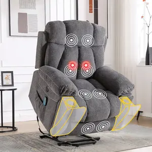 [SpringStatements] 【3 Package Delivery】EBELLO 40.5" Wide Extra Large Microfiber Electric Heated Massage Lift Recliner Living Room Chair with Cup Holder & USB