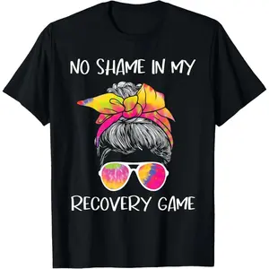 Pure Cotton No Shame In My Recovery Game Sobriety Anniversary T-Shirt
