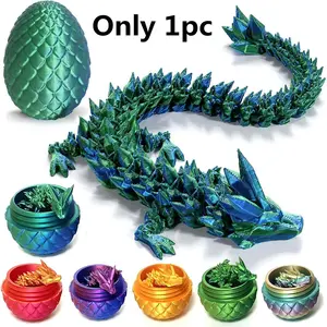 3D Printed Jointed Chinese Dragon Set with Surprise Egg, Colorful Desktop Decor, Halloween Christmas Thanksgiving Gift