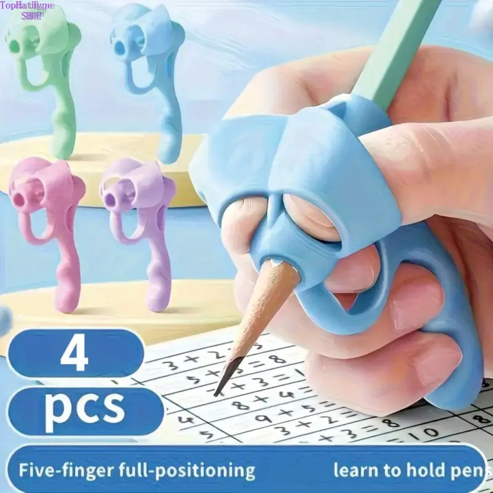 4-Piece Pen Grip Corrective Tool - Hand Positioning Aid, Soft Pencil Clip, Writing Aid for School Supplies Haul