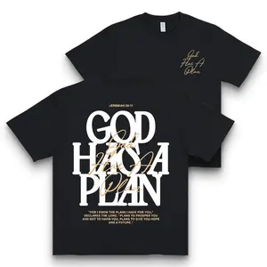 "God Has a Plan" Christian T-Shirt - Jeremiah 29:11 Bible Verse Tee 100% Cotton Unisex Classic Fit Unisex Casual Black