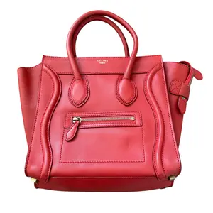 Pre-owned Celine Luggage Tote Bags Phantom Bag Orange Red Leather Mini Micro Satchel With COA
