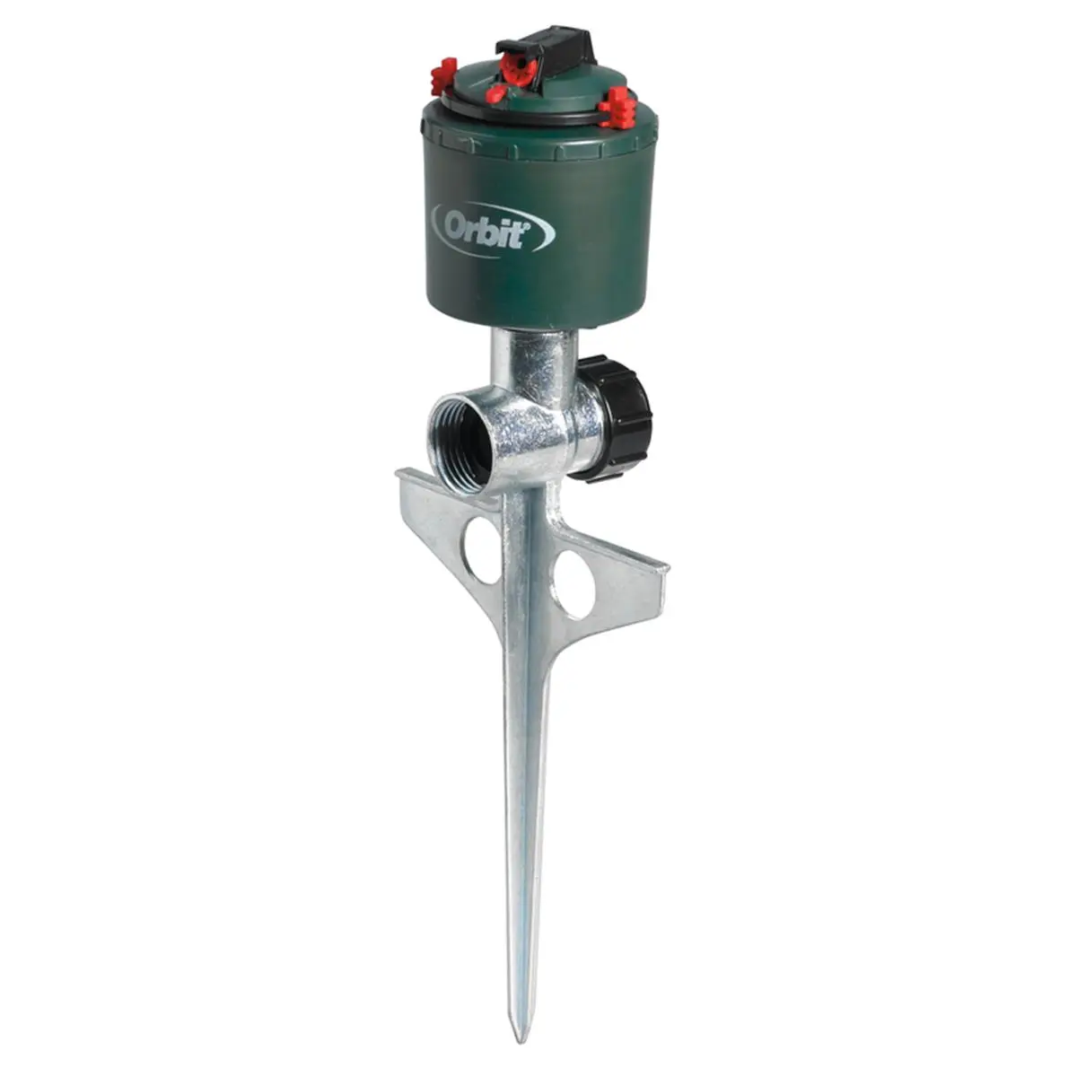 Orbit 7015479 Compact Gear Drive Garden Sprinkler Head - Plastic, Adjustable Full-Circle, Spike Base, 5026 sq ft Coverage, Green, Outdoor Single Unit Sprayer Head Sprinkler