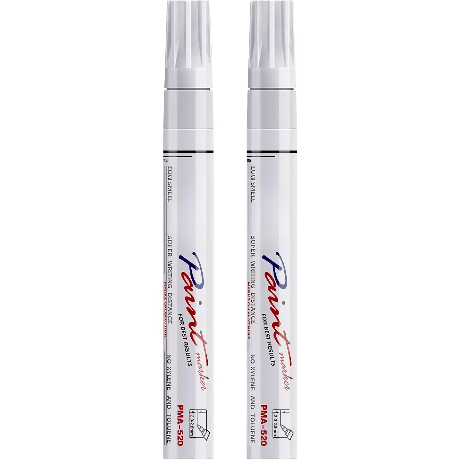 Permanent  Pens White Markers - 2 Pack Single color Oil Based  Markers, Medium Tip, Quick Drying and  Marker Pen for Metal, Rock Painting, , Plastic, Canvas, Mugs
