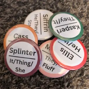 Name and Pronouns Custom Handmade Button — 2.5in Name and Pronouns Custom Handmade Button — 2.5in