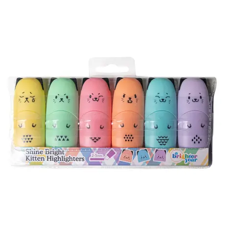 6-Pack Mini Pastel Color Marker Set - Plastic-Body Travel Pack with 3in Felt-Tip Chisel Tip, Carrying Case, Precision for Fine/Fat Coloring, Journaling Office Stationery Writing Supplies (Gifts)