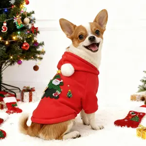 Cozy Winter Pet Hoodie for Medium & Small Dogs & Cats, DIY Festive Decor Hook & Loop Fastener Design, Cute & Cozy Warm Pet Clothing Funny Holiday Apparel, Outdoor Winter Outfit