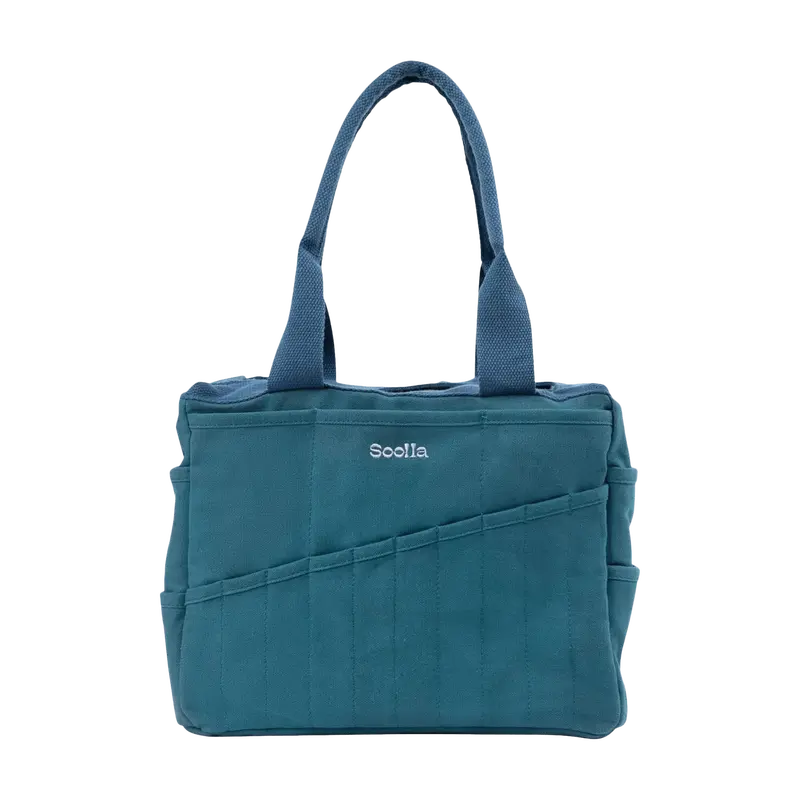 Soolla® Studio Bag, Aquamarine – 30-Pocket Canvas Organizer for Pottery, Art, Knitting & Crochet
