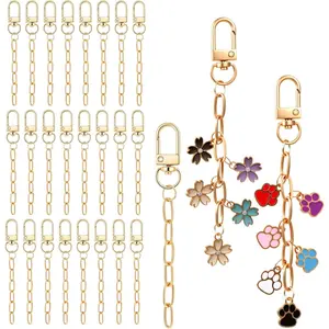 25 Set Bag Charm  Making Kit, DIY Bag Charm Chain  Metal  Clip with Key Ring Swivel Snap Hook Lobster Claw Clasps and Extender Chain Keychains Making for DIY Craft  Bags