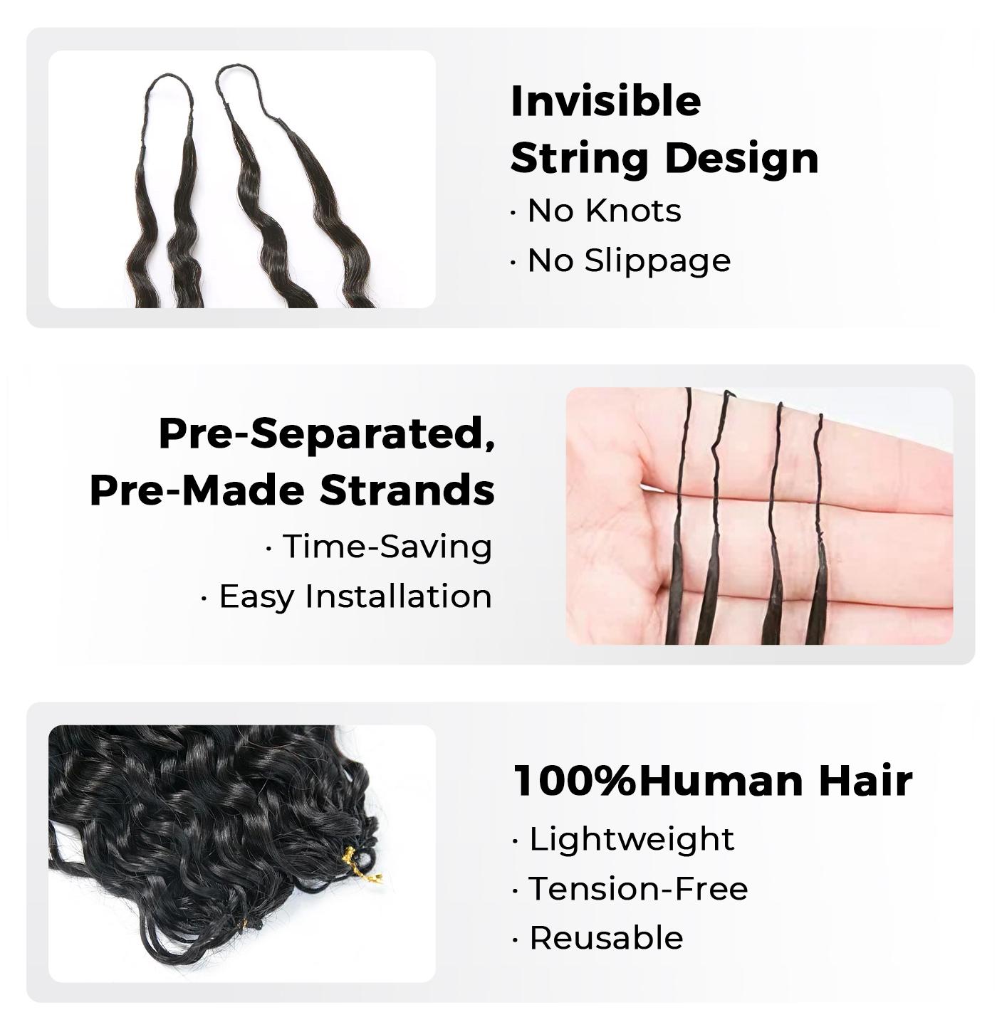 OQ HAIR Burmese Curly Crochet Hair Natural Black Machine Made Feather Crochet Human Hair Extension Miracle Knots Boho Braids #SummerVibes