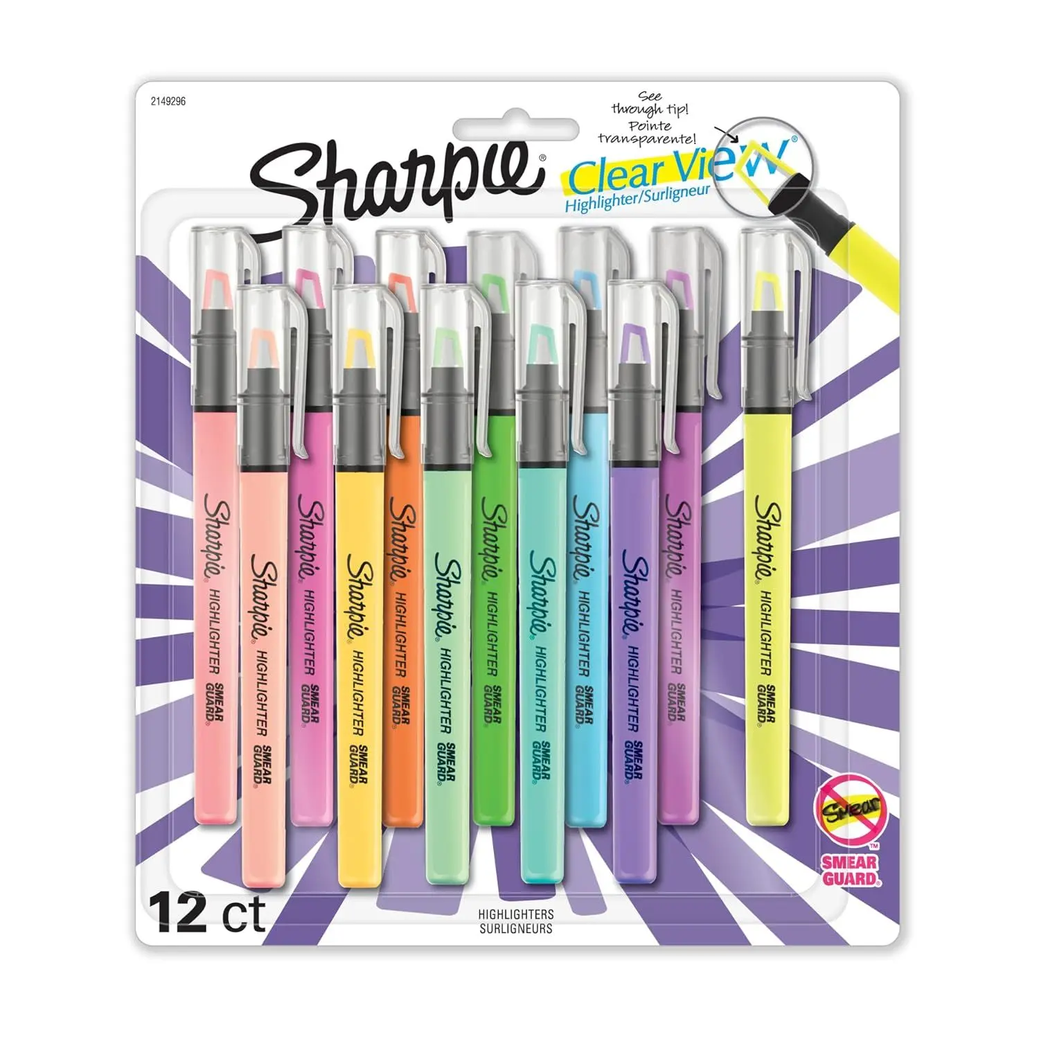 Sharpie Clear View Highlighter Sticks, Chisel Tip Highlighter Market Set, Essential School & Teacher Supplies, Smear Resistant, Assorted Color Highlighters, 8-Pack