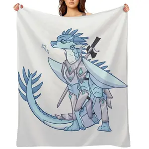 Wings of Fire Throw Blanket For Men Winter Nap Blue Cartoon Dinosaurs White Flannel Fleece Blankets Womens Super Soft Bedding Throws Office Camping Air Conditioned Quilt All Seasons Home Decor Boys Girls Christmas Holiday Gift Cozy Blanket