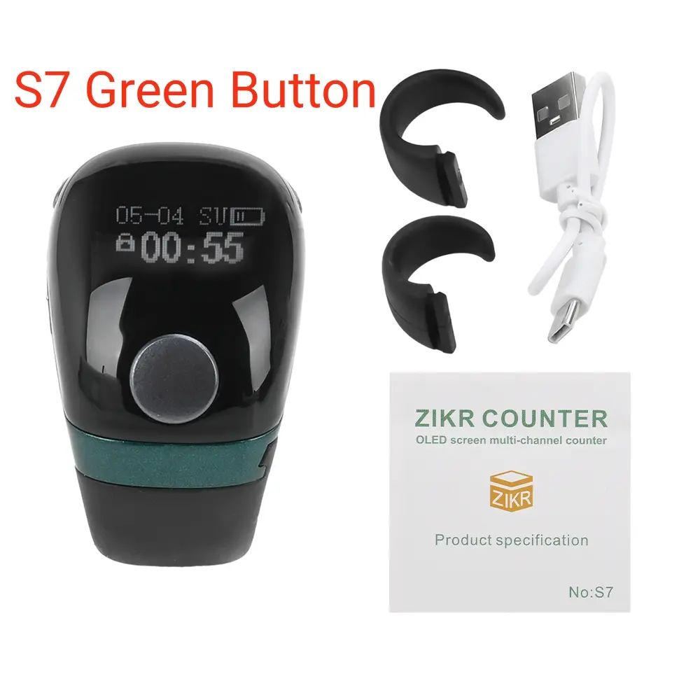 Smart Praise Zikr Ring for Muslims Tasbih OLED Digital Counter Tasbeeh Prayer Time Vibration Reminder Waterproof Type C