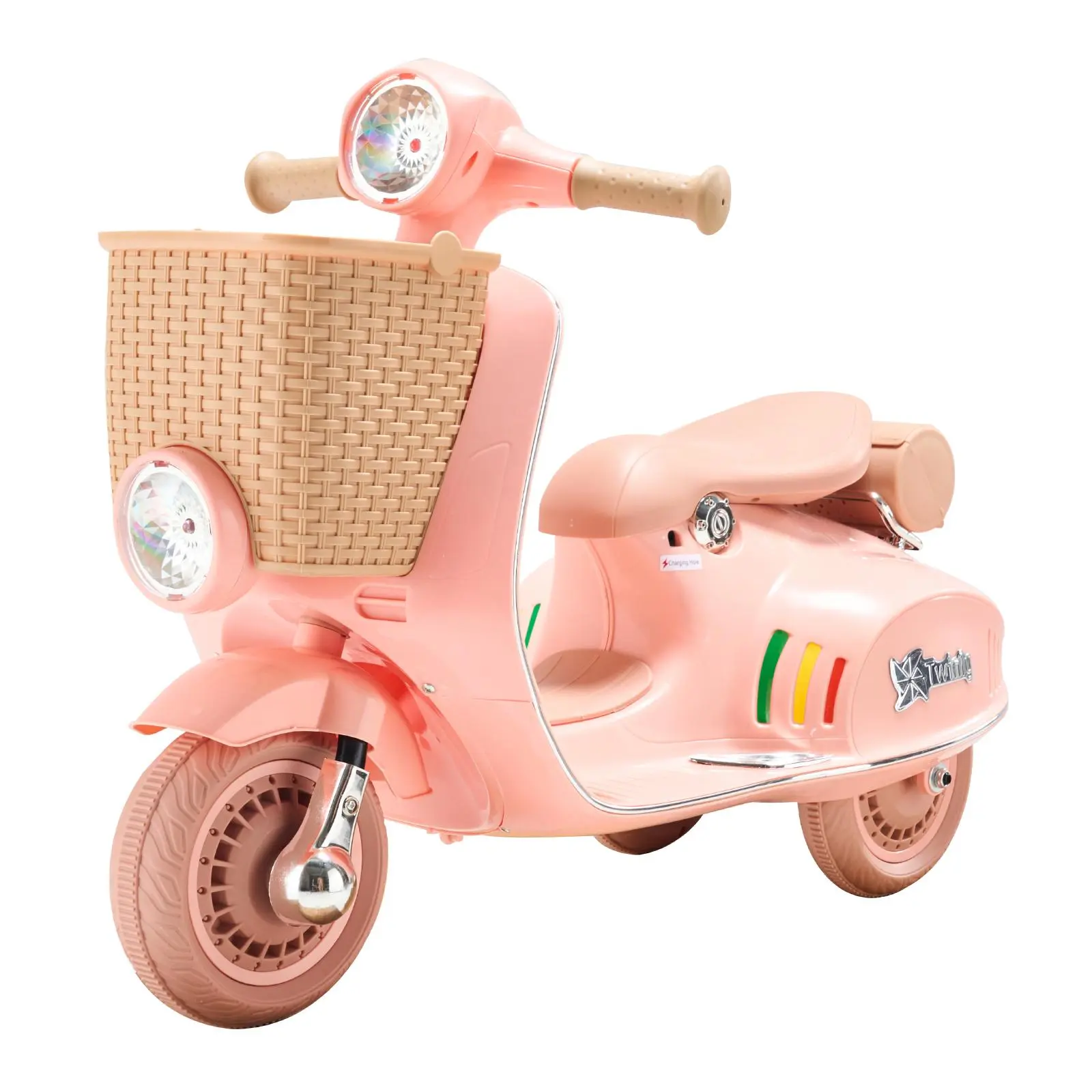 【SummerFinds】VEVOR 6V 3-Wheel Kids Electric Ride-On Motorcycle Trike, 2mph Speed, Quick-Response Brakes, Non-Slip Tires, Headlight, LED Light, Music, Bluetooth, Basket, High-Quality Materials, Easy to Transport, for 4-6 Years Old Boys Girls (Park Use), 6
