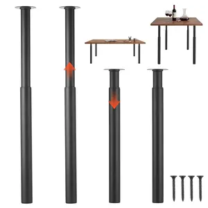 VEVOR Adjustable Table Legs, 28-43.3 in Steel Furniture Legs, 1200 lbs Max Load Heavy Duty, Quick Installation, Ideal for Home Office Desk DIY, Coffee Dinner Bar Tables, Workbenches, Set of 4, Black